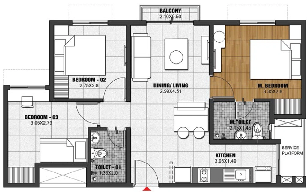 3 BHK Flat in Feldspar At Brigade El Dorado in Bagalur, Bangalore - Image 915297