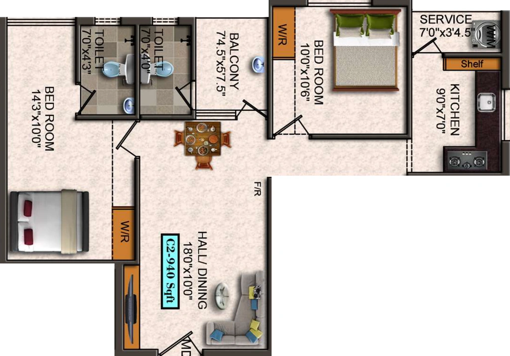 2 BHK Flat in Chennai Sriram Galaxy Enclave in Saligramam, Chennai - Image 915308