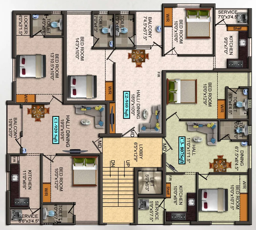 Floor Plan of Chennai Sriram Galaxy Enclave in Saligramam, Chennai - Image 396897