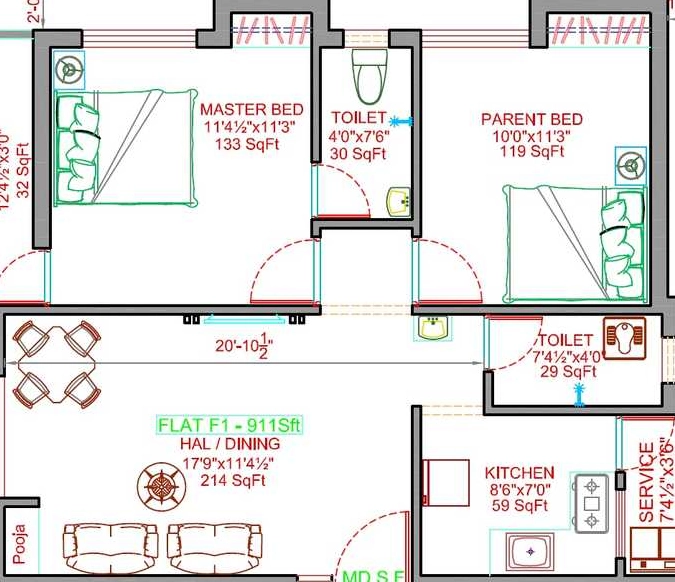 2 BHK Flat in Chennai Sriram Sai Mandir in Saligramam, Chennai - Image 915310