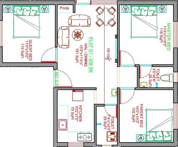 3 BHK Flat in Chennai Sriram Sai Mandir in Saligramam, Chennai - Image 915312