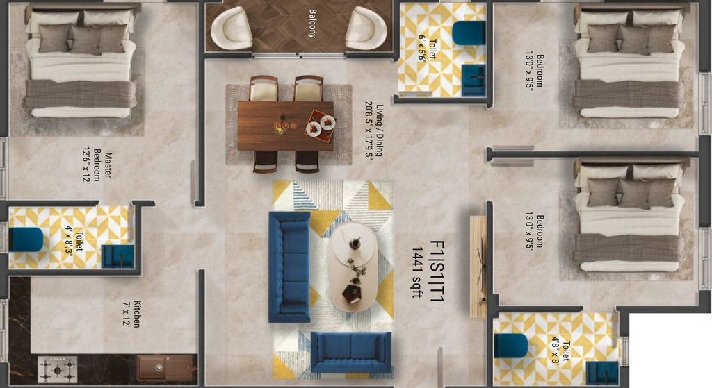 3 BHK Flat in KVR Diamond in Kolathur, Chennai - Image 915342