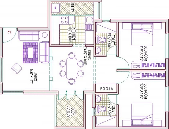2 BHK Flat in Harmony Zen Garden in KK Nagar, Chennai - Image 915404