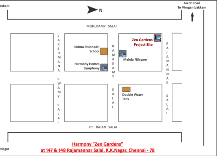 Location of Harmony Zen Garden in KK Nagar, Chennai - Image 397069