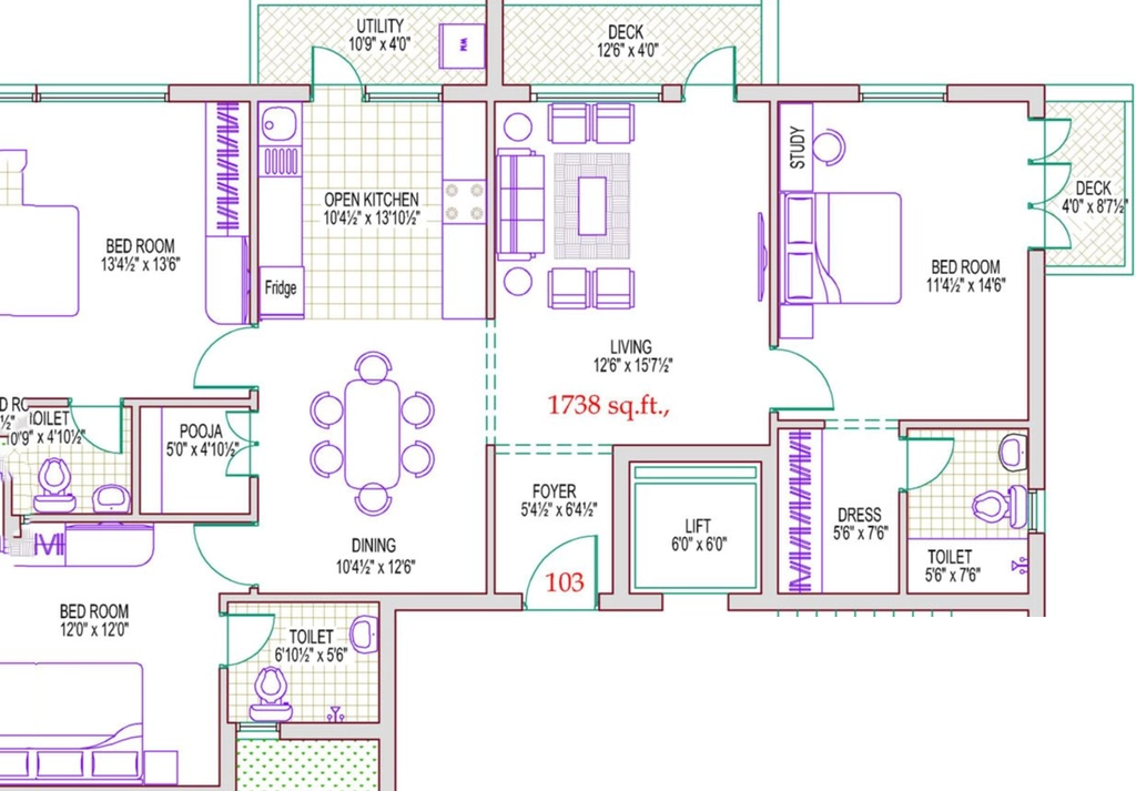 3 BHK Flat in Harmony Ananya in KK Nagar, Chennai - Image 915432