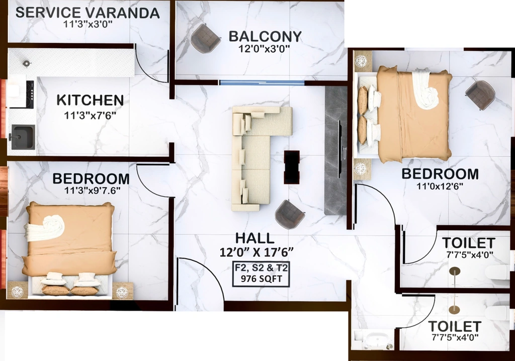 2 BHK Flat in Sri Kalpa Vruksham in Kovilambakkam, Chennai - Image 915460