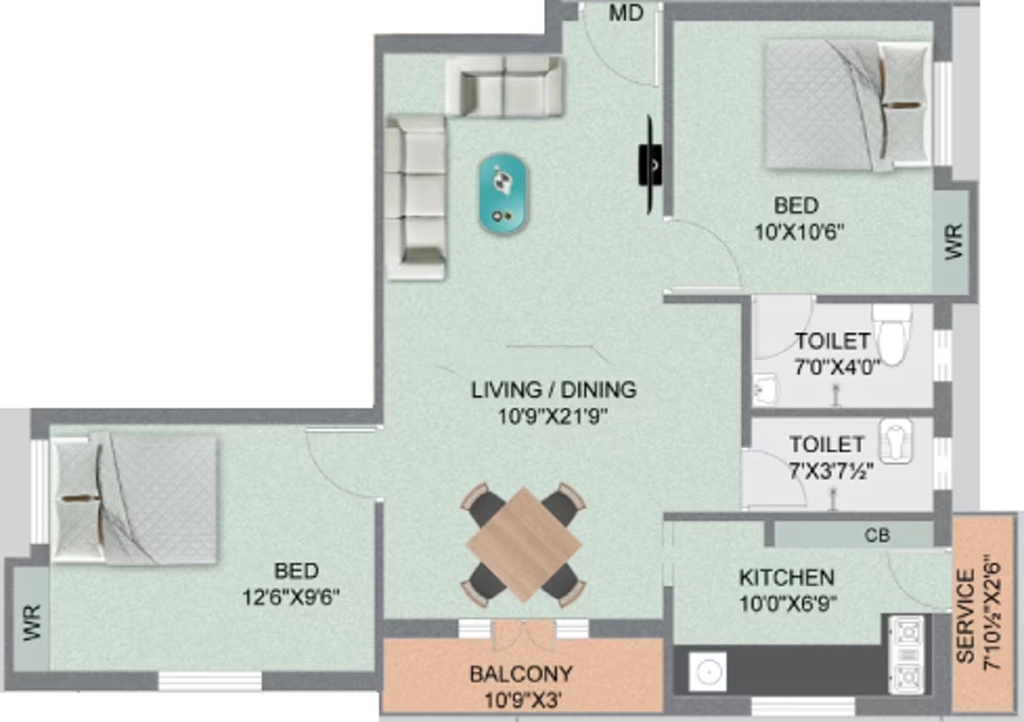 2 BHK Flat in Minerva Spring Dale Fort in Mangadu, Chennai - Image 915463