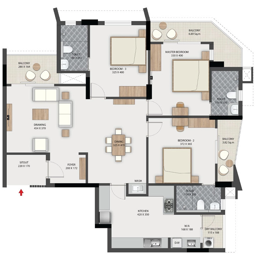3 BHK Flat in Veegaland Serene in Edappally, Kochi - Image 915640