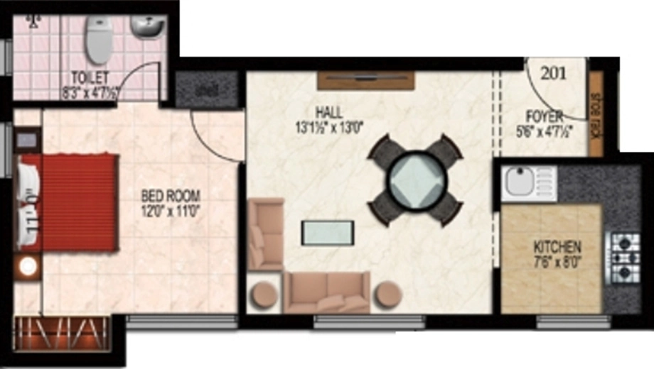 1 BHK Flat in Green Lemon Grass in Porur, Chennai - Image 915542