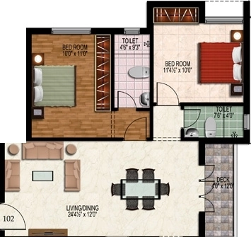 2 BHK Flat in Green Lemon Grass in Porur, Chennai - Image 915543
