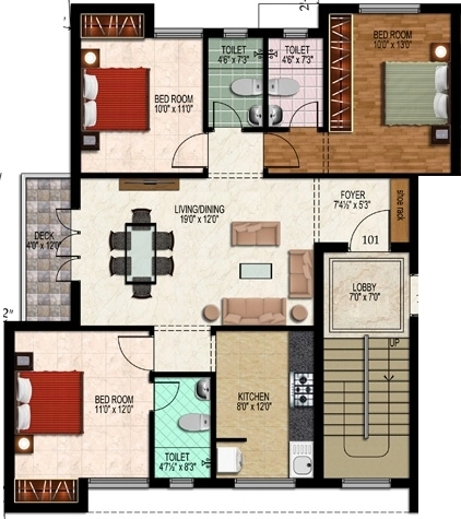 3 BHK Flat in Green Lemon Grass in Porur, Chennai - Image 915544