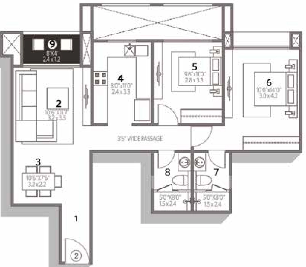 2 BHK Flat in House Hiranandani Bayview in Egattur, Chennai - Image 915548
