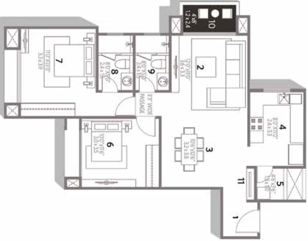 2 BHK Flat in House Hiranandani Bayview in Egattur, Chennai - Image 915550