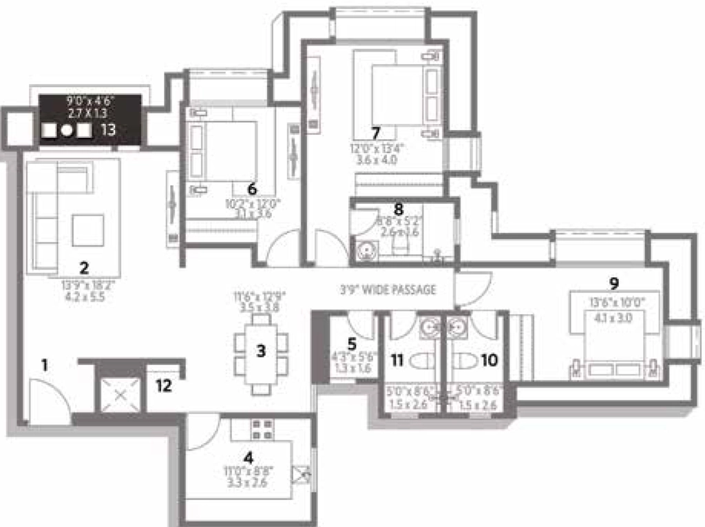 3 BHK Flat in House Hiranandani Bayview in Egattur, Chennai - Image 915553