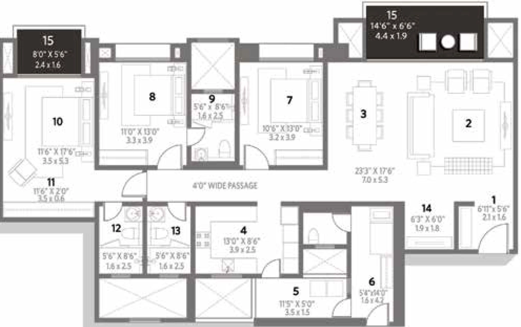 3 BHK Flat in House Hiranandani Bayview in Egattur, Chennai - Image 915556
