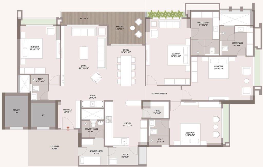 4 BHK Flat in Maa Swati Signia in Prahlad Nagar, Ahmedabad - Image 915632
