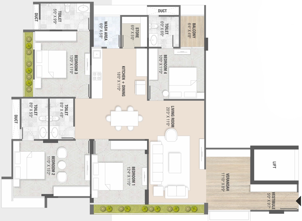4 BHK Flat in Swara Sky Park in Ambawadi, Ahmedabad - Image 915630