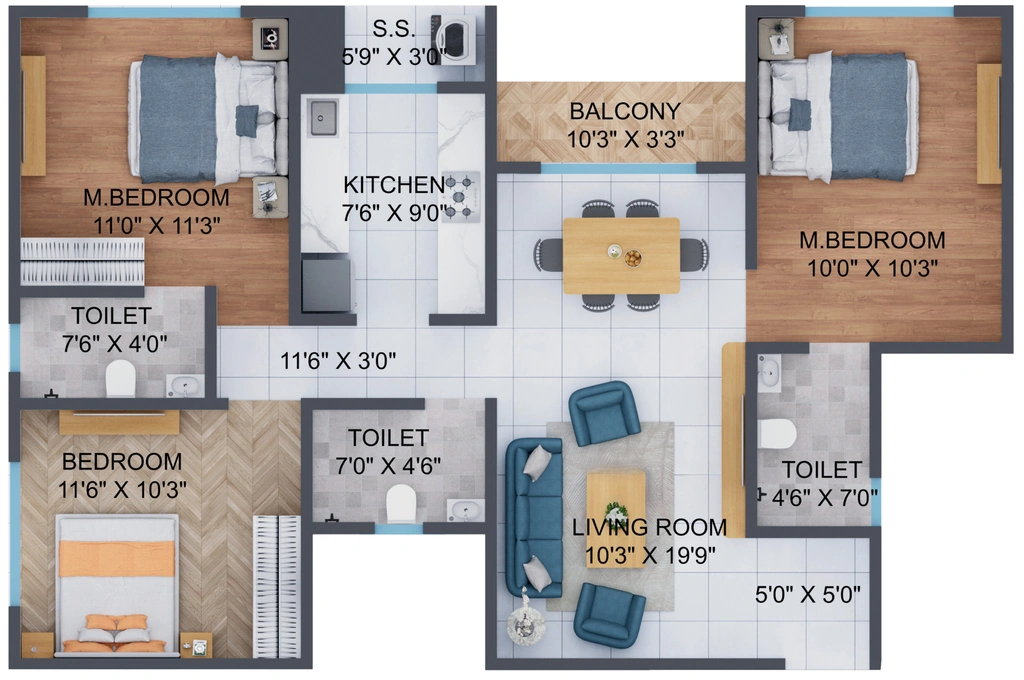 3 BHK Flat in Dream Pragati in Panch Pakhadi, Thane - Image 915516