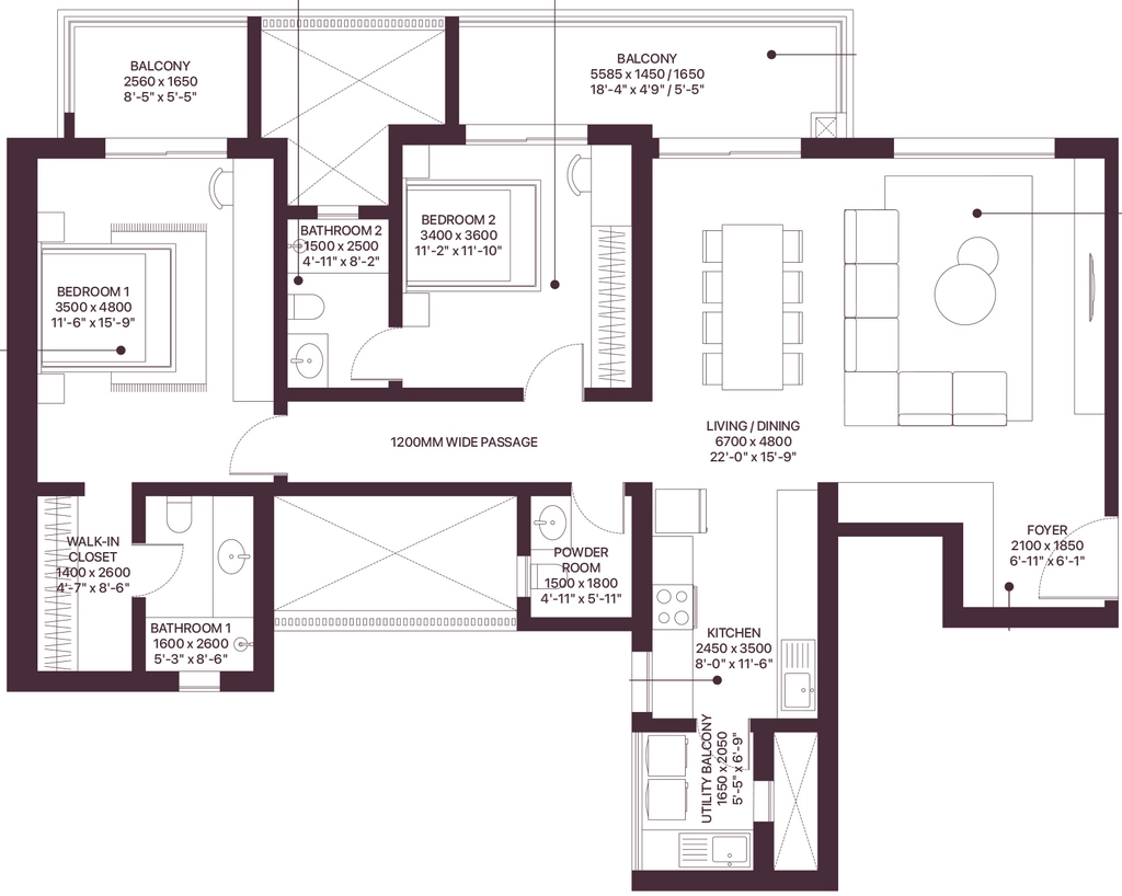 2 BHK Flat in Sobha Crescent in Sector 63, Gurgaon - Image 915613