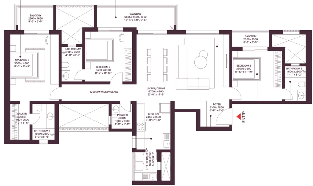 3 BHK Flat in Sobha Crescent in Sector 63, Gurgaon - Image 915614