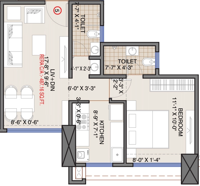 1 BHK Flat in Vaishno Sky in Malad East, Mumbai - Image 915634