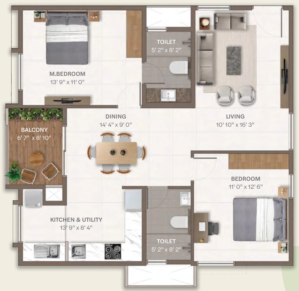 2 BHK Flat in Disha Harmony Gardens in Hennur Road, Bangalore - Image 915504