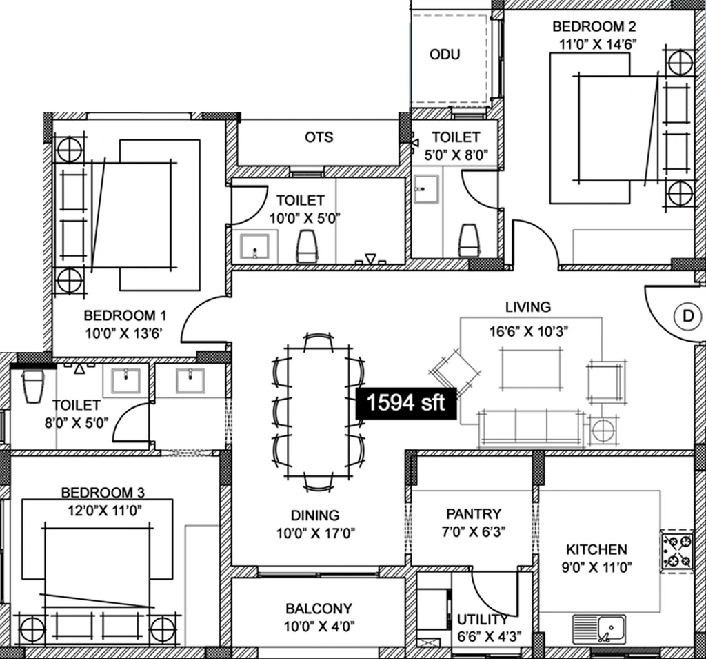 3 BHK Flat in Hansa Centurion in Thiruvottiyur, Chennai - Image 915475