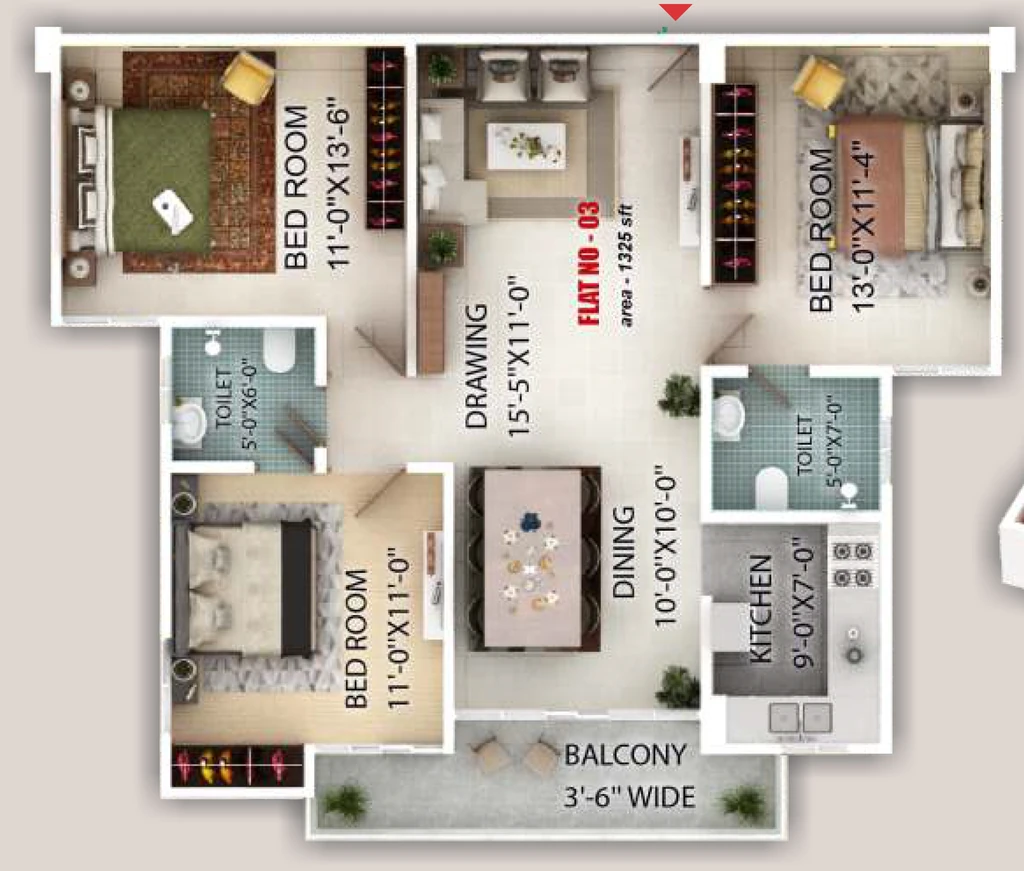 3 BHK Flat in Sai SV Heights in Rupaspur, Patna - Image 916020