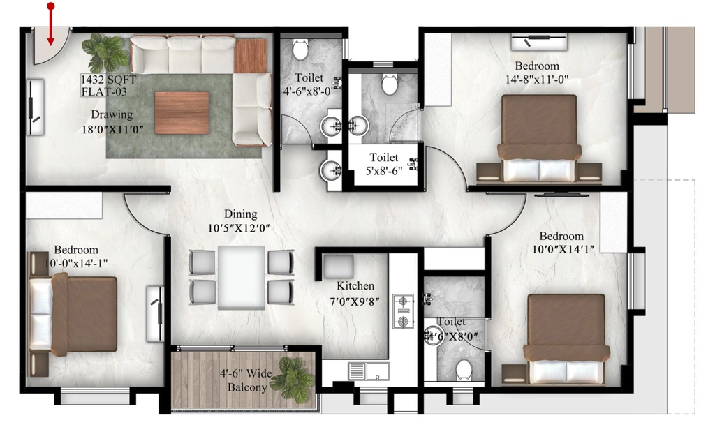 3 BHK Flat in Astara Urbana in Bailey Road, Patna - Image 915677