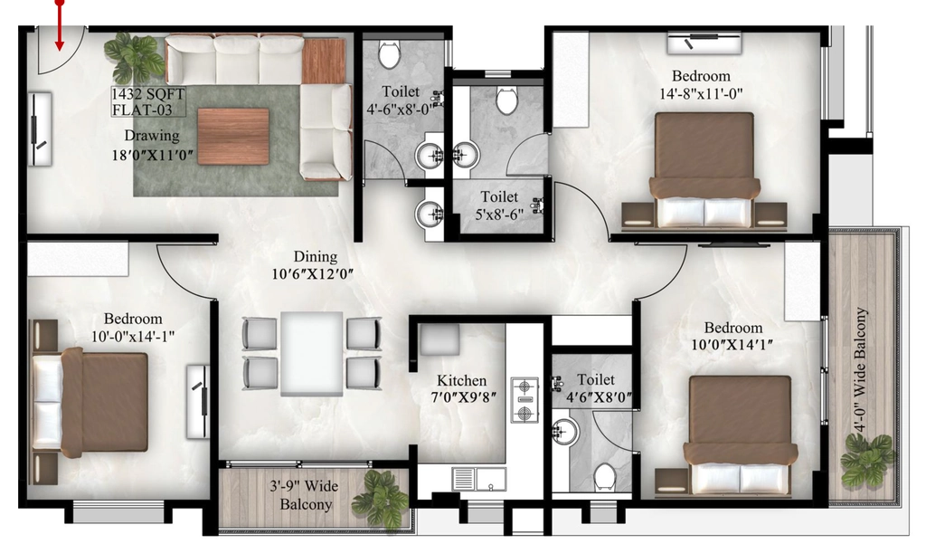 3 BHK Flat in Astara Urbana in Bailey Road, Patna - Image 915678