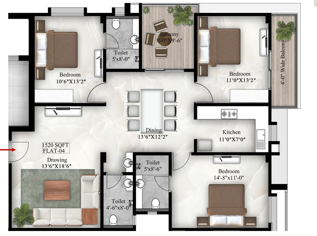 3 BHK Flat in Astara Urbana in Bailey Road, Patna - Image 915679