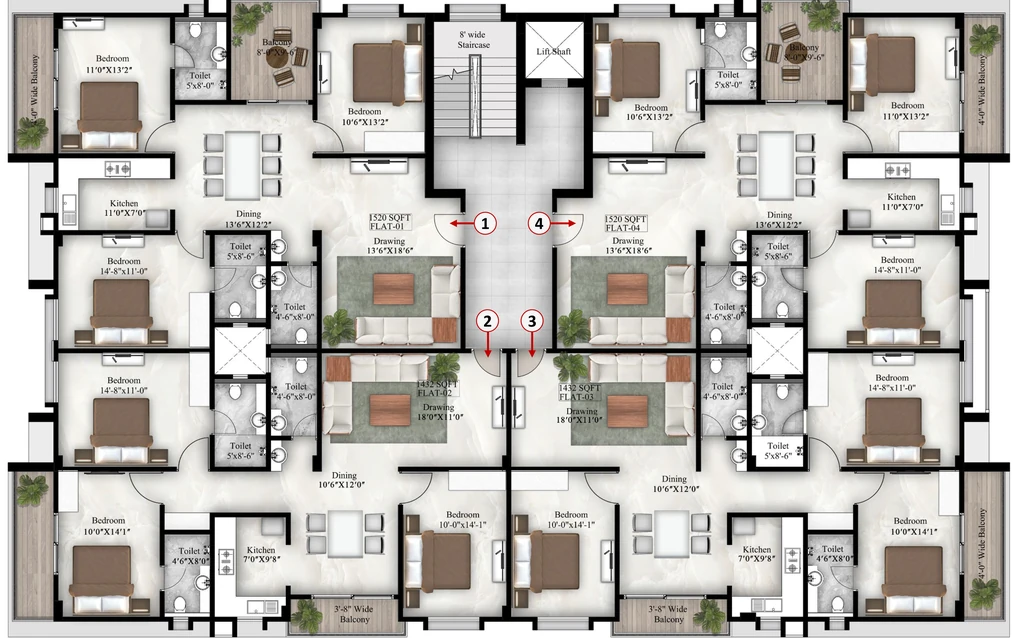 Floor Plan of Astara Urbana in Bailey Road, Patna - Image 397692