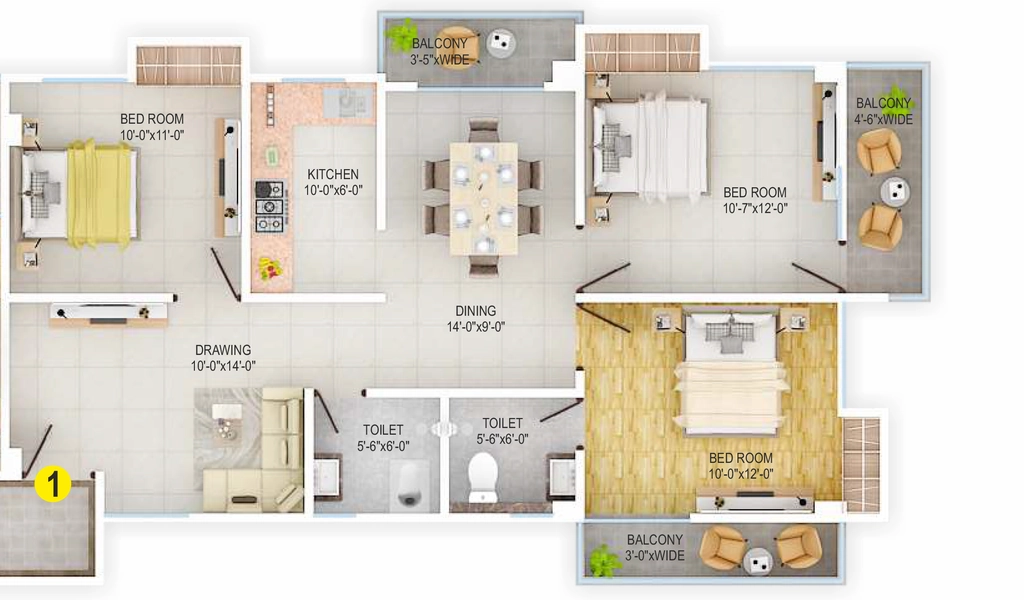 3 BHK Flat in Buildmax Vrindavan Residency in Mustafapur, Patna - Image 915674