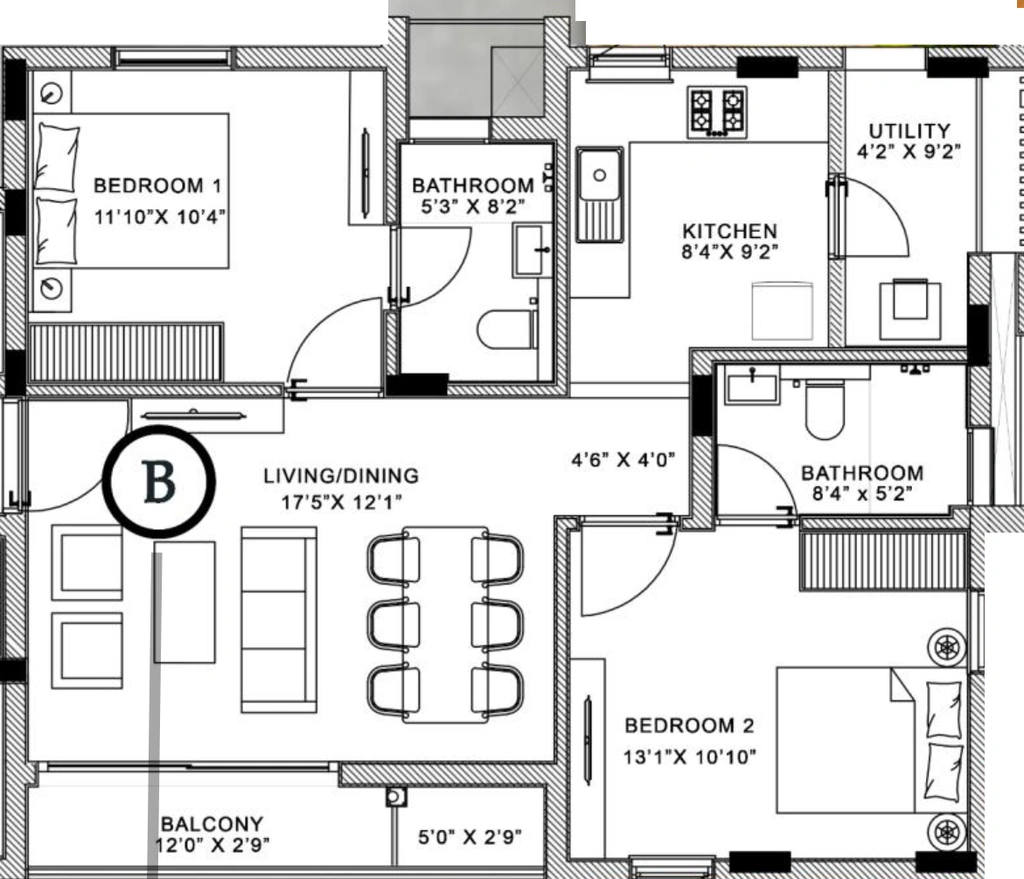 2 BHK Flat in Hansa Dwaraka in Choolaimedu, Chennai - Image 915492