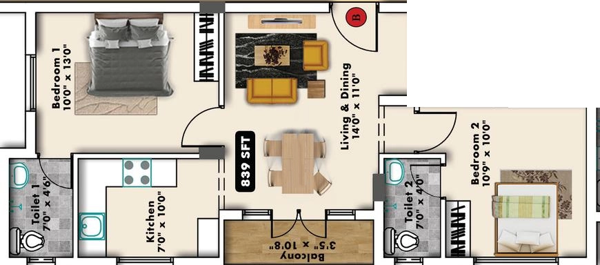 2 BHK Flat in Hansa Pooram in Tiruvallur, Chennai - Image 915495