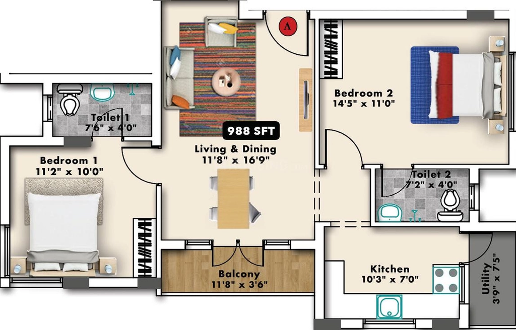 2 BHK Flat in Hansa Pooram in Tiruvallur, Chennai - Image 915496