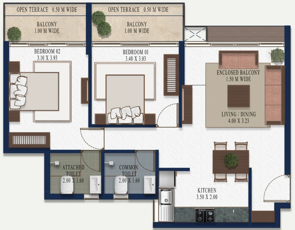 2 BHK Flat in Lomes Kierra Apartments in Gogol, Goa - Image 915584