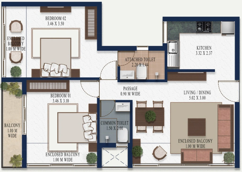 2 BHK Flat in Lomes Kierra Apartments in Gogol, Goa - Image 915585