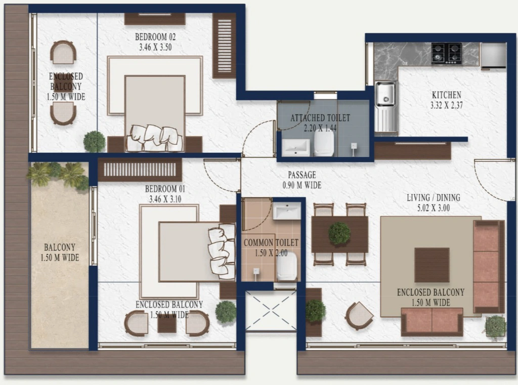 2 BHK Flat in Lomes Kierra Apartments in Gogol, Goa - Image 915586