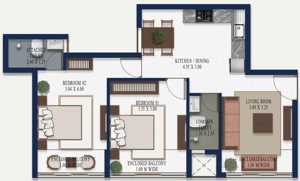 2 BHK Flat in Lomes Kierra Apartments in Gogol, Goa - Image 915583