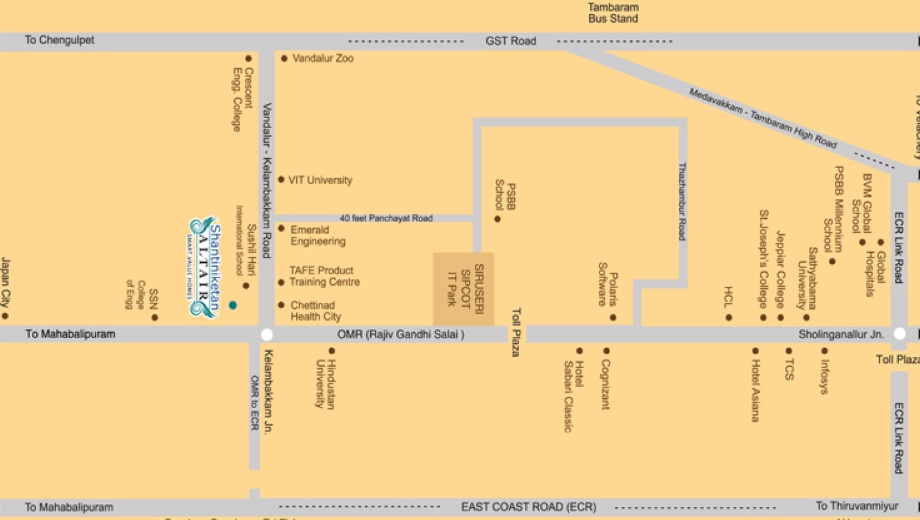 Location of Shantiniketan Altair in Kelambakkam, Chennai - Image 397274