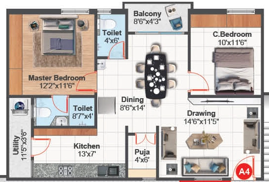 2 BHK Flat in KVSS Tulasi Vanam in Medachal, Hyderabad - Image 915530
