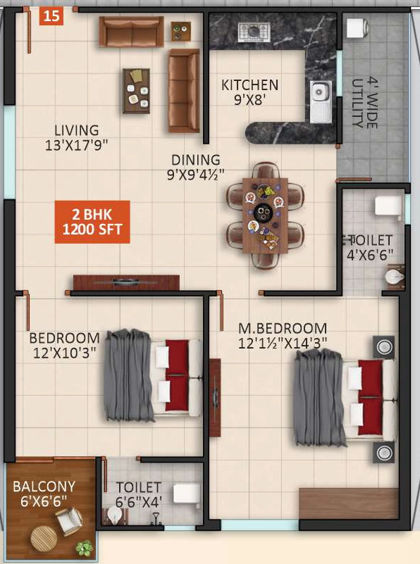 2 BHK Flat in PR Sunridge Homes in Meerpet, Hyderabad - Image 915533