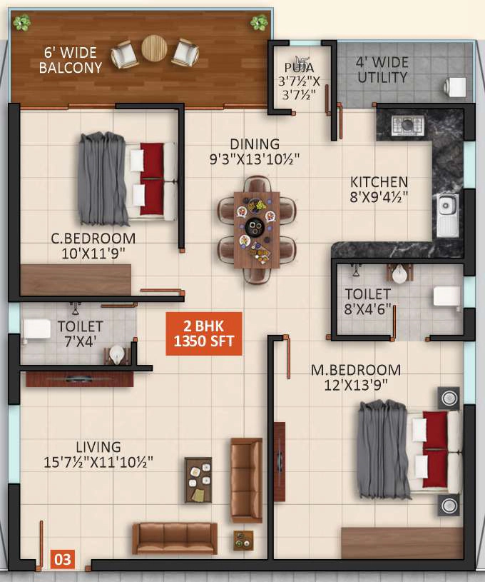 2 BHK Flat in PR Sunridge Homes in Meerpet, Hyderabad - Image 915534