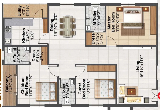 3 BHK Flat in Vuppala Sai Sannidhi 2 in Meerpet, Hyderabad - Image 915578