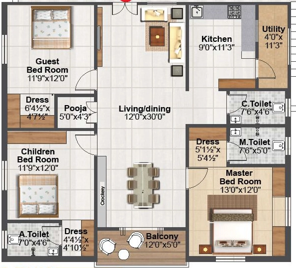 3 BHK Flat in Vuppala Sai Sannidhi 2 in Meerpet, Hyderabad - Image 915580