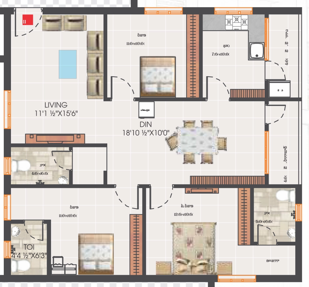 3 BHK Flat in SVS Avaasa in Chandanagar, Hyderabad - Image 915622
