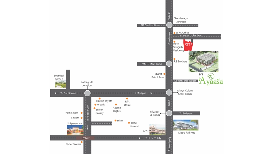 Location of SVS Avaasa in Chandanagar, Hyderabad - Image 397507