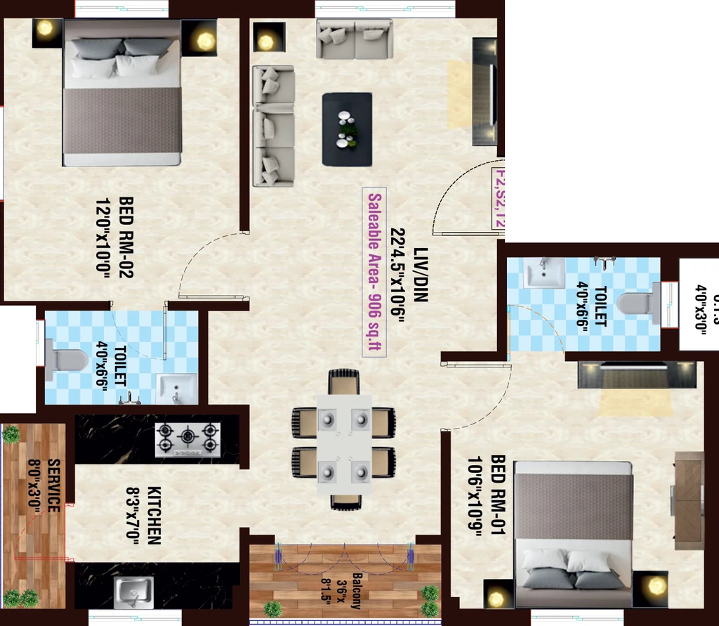 2 BHK Flat in Sunlight Sri Ragava in Selaiyur, Chennai - Image 915518