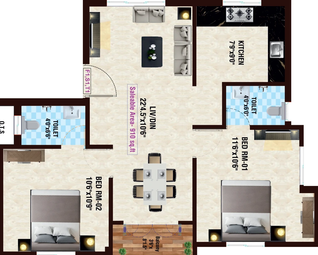 2 BHK Flat in Sunlight Sri Ragava in Selaiyur, Chennai - Image 915519